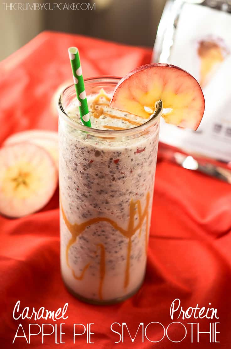 Caramel Apple Pie Protein Smoothie | It's time to bounce back from holiday overeating! Start your day or end your workout with this protein smoothie full of caramel apple pie goodness!