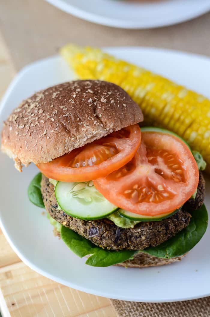 Mushroom Spinach Chickpea Burger | A healthy take on the classic burger, made with organic ingredients , this burger is sure to please even the staunchest carnivore!