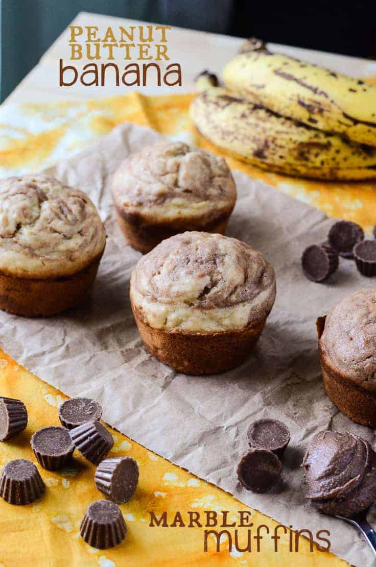 Peanut Butter Banana Marble Muffins | Get the recipe at My Cooking Spot!