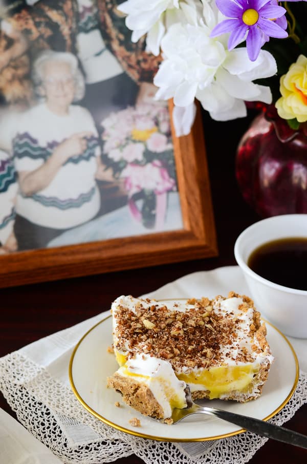 Nana's Million Dollar Cake | A light, refreshing cheesecake-style pudding cake, pulled from Nana's handwritten vintage cookbook!