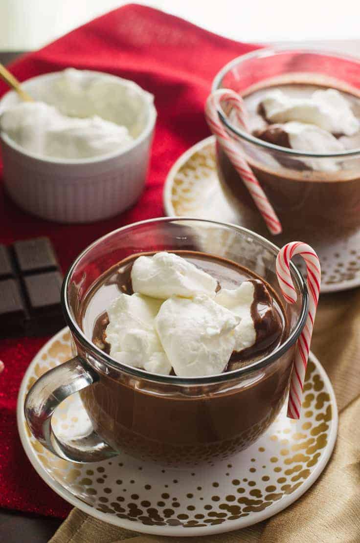 Peppermint French Hot Chocolate - rich & decadent & perfect for cold weather! | Get the recipe at My Cooking Spot!