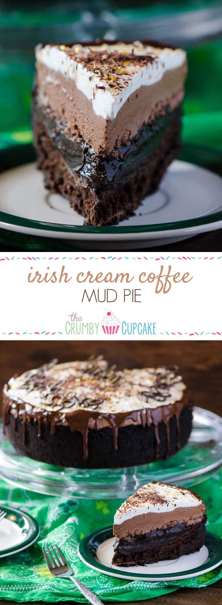 Coffee turned into pie? Chocolate cookie crust, a flourless chocolate whiskey cake, a layer of chocolate espresso pudding, an Irish cream chocolate mousse, topped off with a sweet whipped cream - it's a chocoholic's dream!