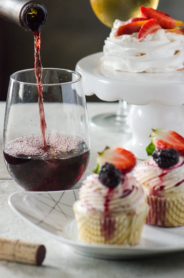 Vanilla Cupcakes with Red Wine Berries