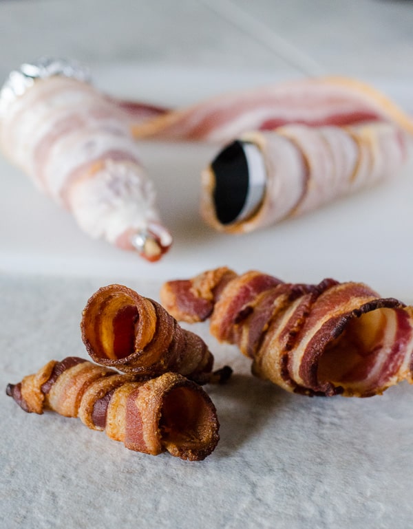 BaCones! (Bacon Ice Cream Cones) | Salty and sweet takes on a whole new meaning when you pair easy-to-make cone shaped bacon with Blue Bunny® ice cream! What a different twist on a springtime treat!