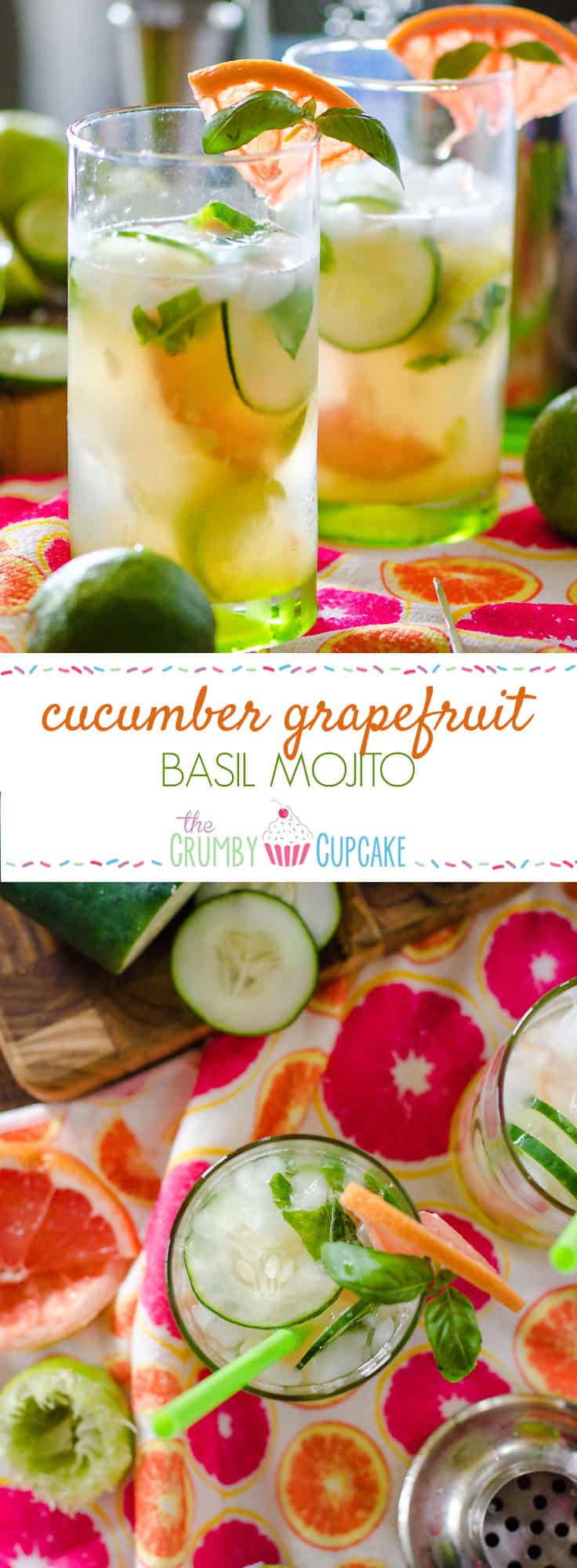 Cucumber Grapefruit Basil Mojito | Citrusy, earthy, and not too sweet, this refreshing spring cocktail is perfect for lounging and enjoying the weather no matter where you live!