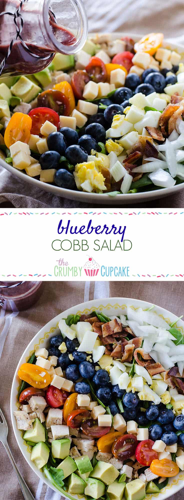 Blueberry Cobb Salad | An updated version of the classic Cobb Salad featuring antioxidant-rich blueberries, both whole and made into a delicious Blueberry Balsamic Vinaigrette!
