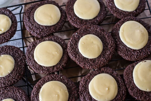 Chewy, dreamy, sprinkly chocolate cookies + creamy, smooth cheesecake filling = Chocolate Cheesecake Cookies, a.k.a. your new favorite way to eat cheesecake.