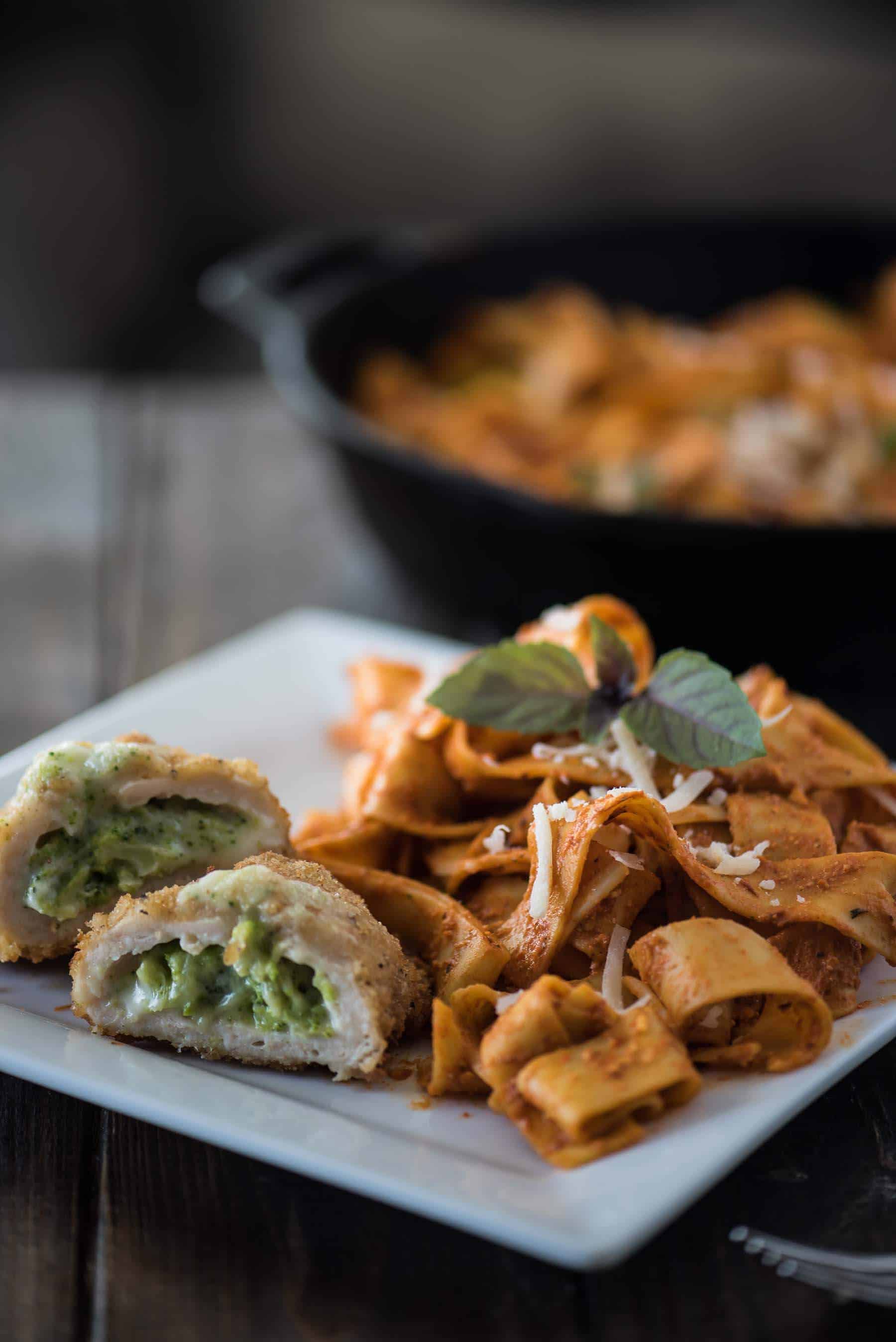 Elevate an easy entree with an equally easy homemade Roasted Red Pepper Pesto Pasta! Pappardelle is a wonderful, hearty choice, but subbing in your favorite noodle will also produce delicious results!