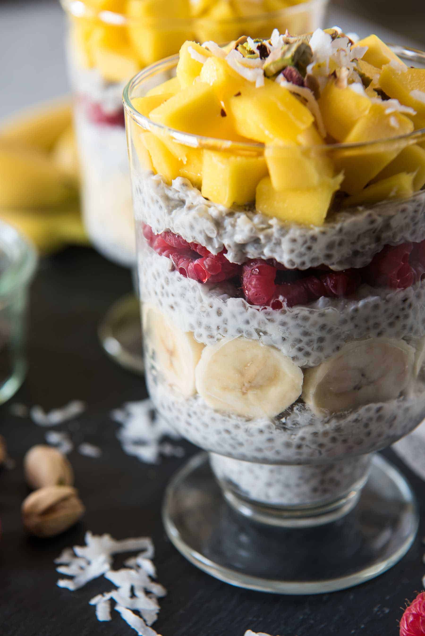 Go healthy with the most surprising dessert! This vegan, paleo, gluten-free Coconut Mango Chia Pudding Parfait is super simple to throw together and will satisfy even the biggest sweet tooth!