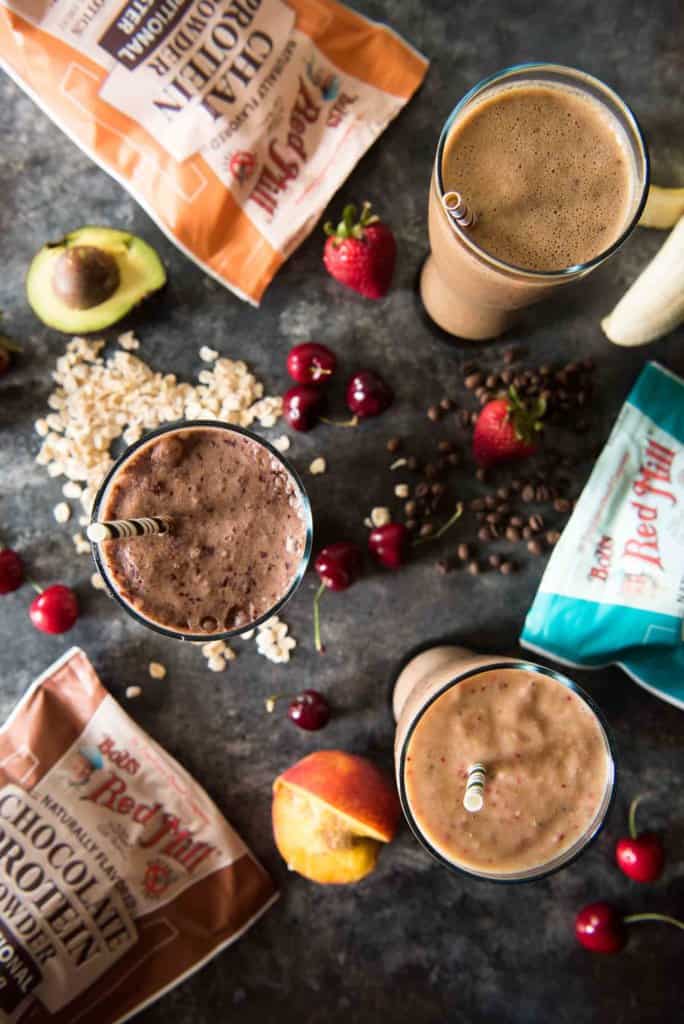 Start your day strong! These three very different protein breakfast smoothies recipes are all equally packed full of vitamins, minerals, fiber, & probiotics - but more importantly, they taste like dessert!