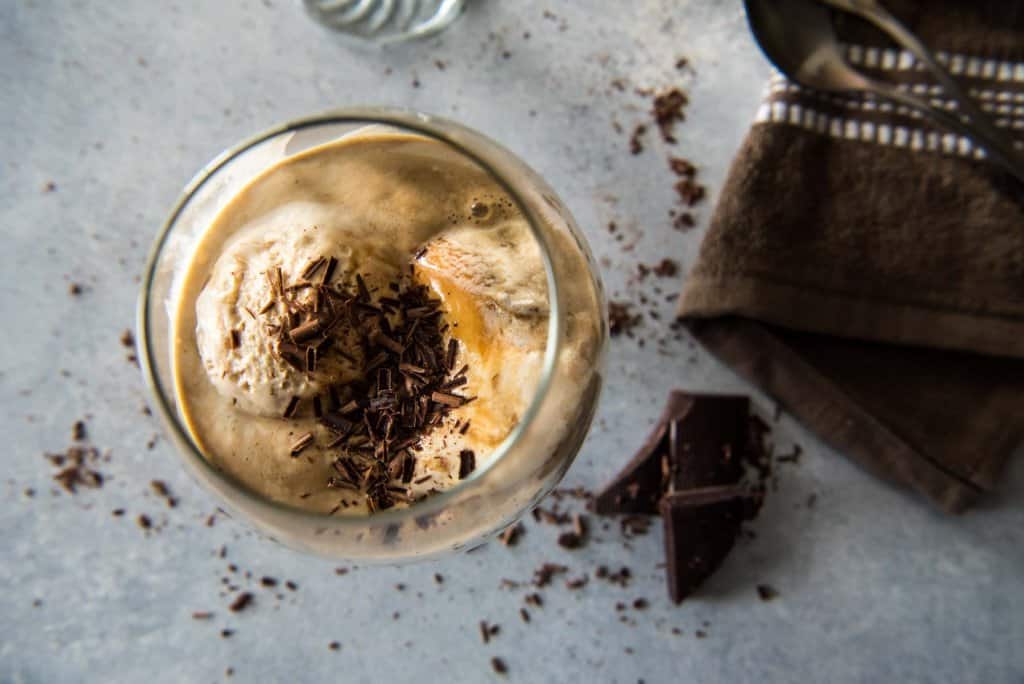 This Salted Caramel Cold Brew Affogato is a treat meant for summer! Cold brew coffee keeps the ice cream from melting quickly, leaving you time to truly enjoy this invigorating java dessert!