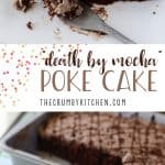 This Death By Mocha Poke Cake is a devilish little chocolate cake, infused and topped with Irish cream, vanilla bean, and the World's Strongest Coffee!