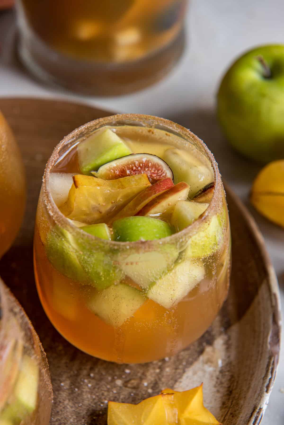 A fall sangria with apples and figs.