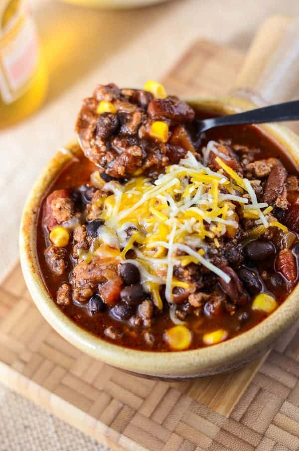 Crock Pot Mexican Beer Chili • The Crumby Kitchen