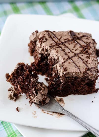 Death By Mocha Poke Cake | A devilish little chocolate cake, infused and topped with Irish cream, vanilla bean, and the World's Strongest Coffee!