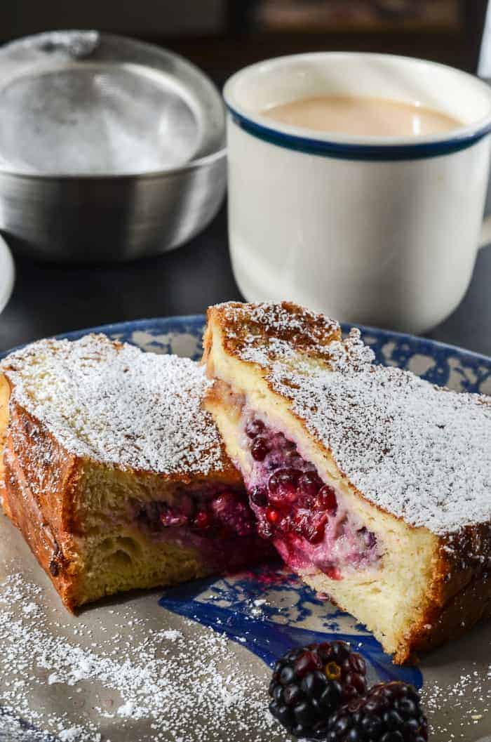 Blackberry Almond Mascarpone Stuffed French Toast • The Crumby Kitchen
