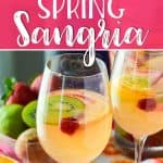 Sweet, bubbly, and aromatic, this fruity Spring Moscato Sangria is steeped in citrus, berries, and kiwi, and is perfect for any springtime get-together!