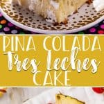 You can have your cake and drink it too with this luscious Pina Colada Tres Leches Cake! Adding the flavors of a favorite fruity summer cocktail puts an even more tropical twist on an already delicious Hispanic dessert!
