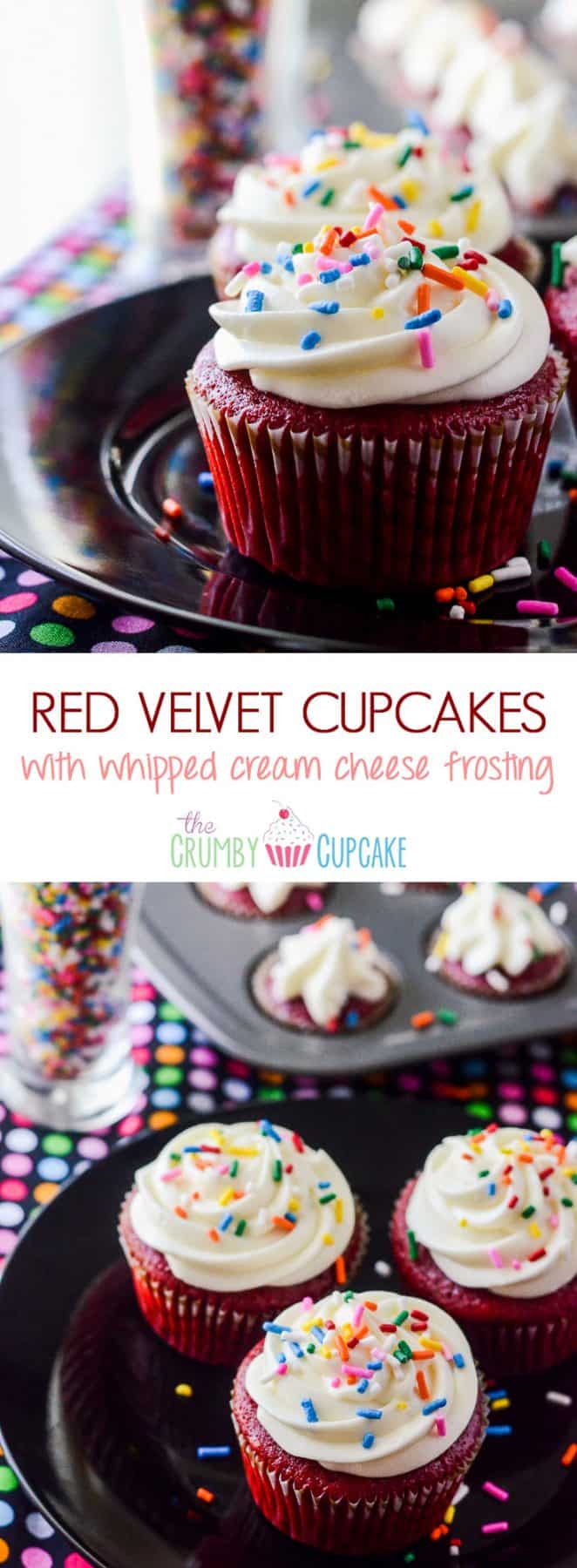 Red Velvet Cupcakes with Whipped Cream Cheese Icing | Literally the best Red Velvet Cupcake recipe in the entire world! Moist and flavorful, you can actually taste the chocolate & vanilla notes in the classic buttermilk batter.