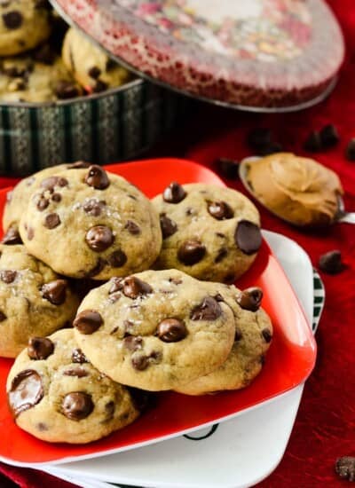 Salted Gingerbread Chocolate Chip Cookies | Tons of chocolate chips and a touch of sea salt, nestled in the easiest gingerbread-flavored cookie dough on earth - no sticky molasses or grated ginger required!