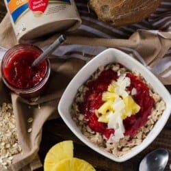 Pineapple Coconut Oatmeal with Strawberry Chia Jam 11 1
