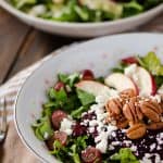 Crunchy Beet and Arugula Salad | These ain't your granny's beets! Fresh arugula, tossed with crisp apples, sweet grapes, crunchy toasted pecans, pickled beets, tangy feta, and drizzled with an avocado-lime vinaigrette.