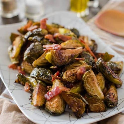 BalsamicRoasted Brussels Sprouts with Bacon • The Crumby Kitchen