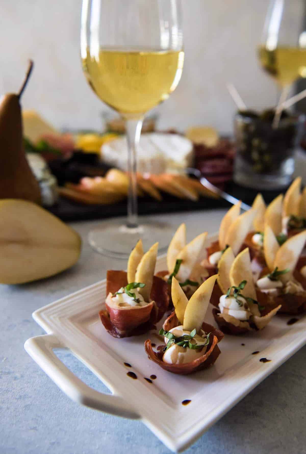 Crispy Prosciutto Cups with Pear & Mascarpone SundaySupper The