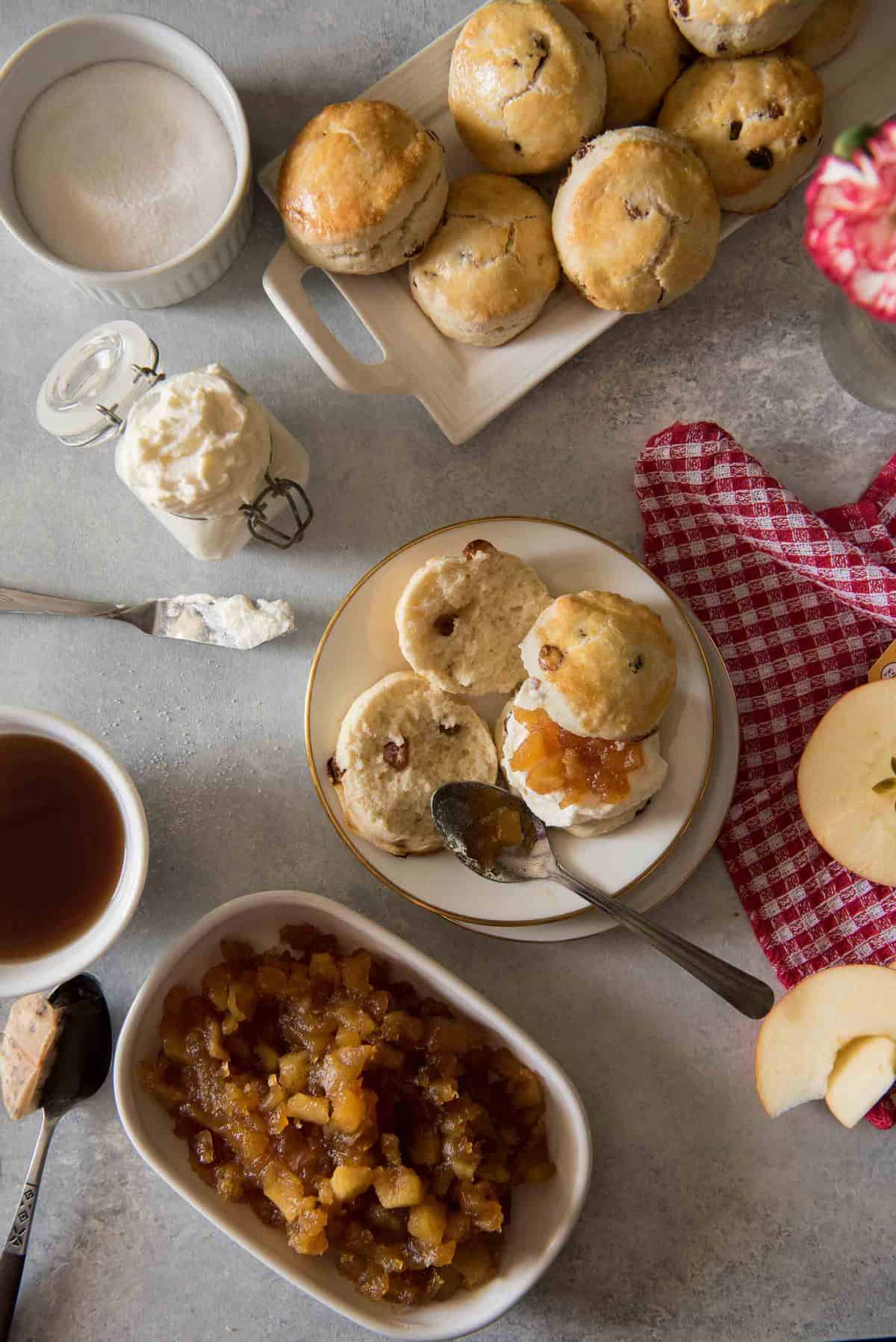 English Raisin Scones with Apple Jam • The Crumby Kitchen