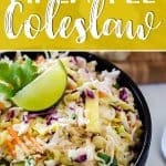 Bring the best dressed slaw to your next BBQ! This fast & easy Fresh Pineapple Coleslaw adds a little tropical flair to the otherwise ordinary side, making it a great topping for everything from sliders to hot dogs!