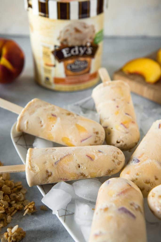  This cool dessert pops! These Caramel Peach Crisp Ice Cream Pops combine the goodness of summer peaches and the fun of a crumbly crisp with rich, creamy, light caramel ice cream.