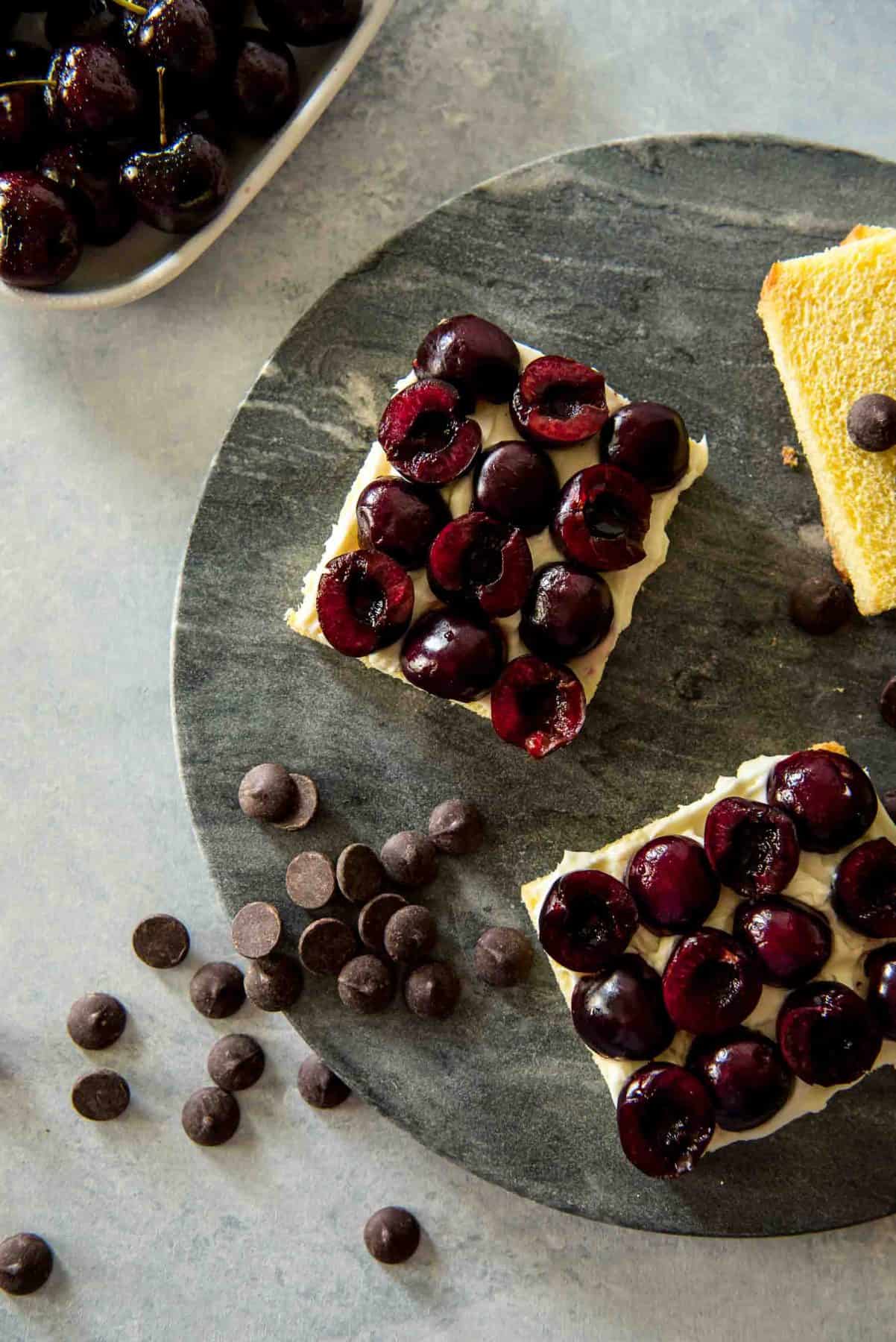 Prepare to appreciate sandwiches in a whole new way with this Dark Chocolate Cherry Dessert Grilled Cheese! Fresh bing cherries, sweetened Mascarpone, and luscious dark chocolate melted on brioche make this a sandwich destined for your dessert menu!