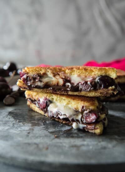 Prepare to appreciate sandwiches in a whole new way with this Dark Chocolate Cherry Dessert Grilled Cheese! Fresh bing cherries, sweetened Mascarpone, and luscious dark chocolate melted on brioche make this a sandwich destined for your dessert menu!