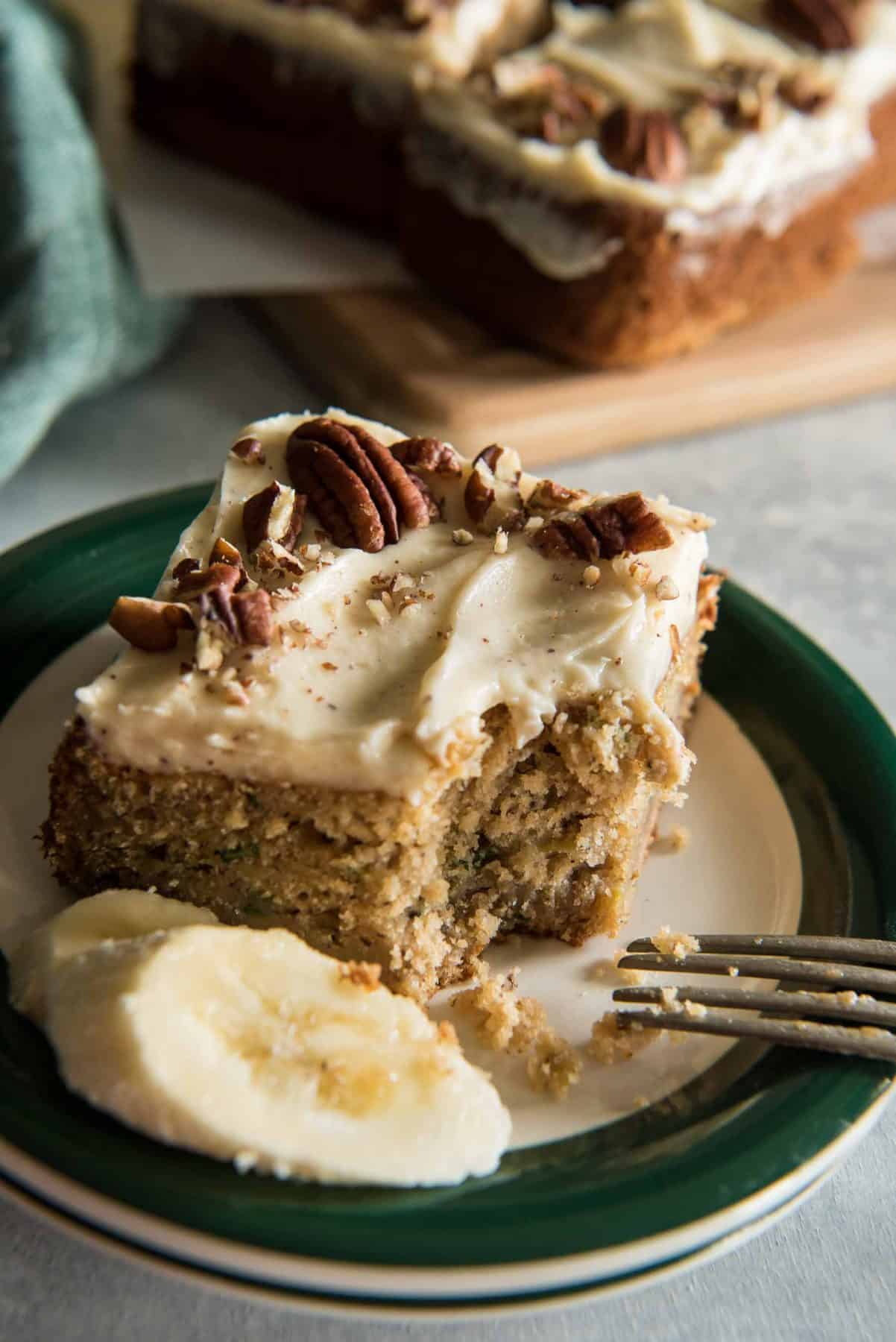Chai-Spiced Banana Zucchini Cake with Brown Butter Cream Cheese • The ...