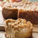 Classic crumb cake with an autumn twist! This sweet Apple Butterscotch Crumb Cake is loaded with apples, then drizzled with homemade butterscotch sauce that you're going to want to put on everything!