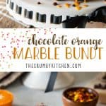 This moist, tasty Chocolate Orange Marble Bundt can be made in any pan, but is extra festive stacked as a fun fall pumpkin! Drizzle it with ganache and orange glaze for even more flavor!