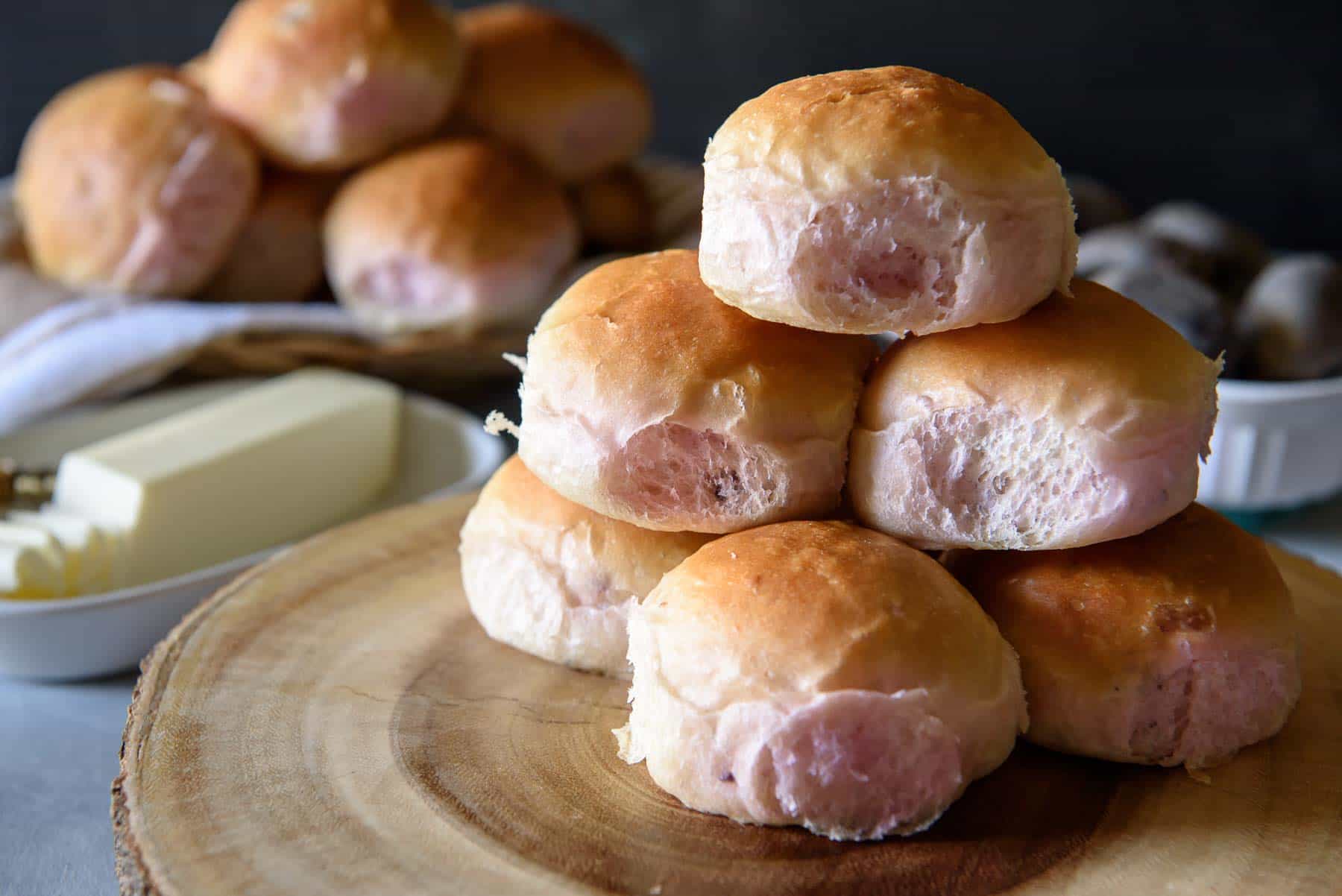 Purple Potato Dinner Rolls • The Crumby Kitchen