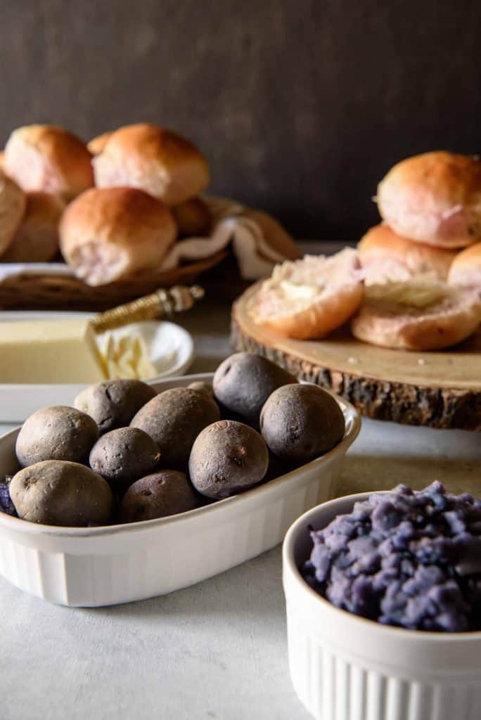 Fluffy and supremely tender, these Purple Potato Dinner Rolls add a fun, unexpected splash of color to your table! Leftover potatoes never tasted so good! 