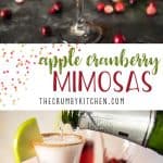 These fun and festive 3-ingredient Apple Cranberry Mimosas will make any holiday breakfast extra special - just don't forget the cinnamon-sugar rim!
