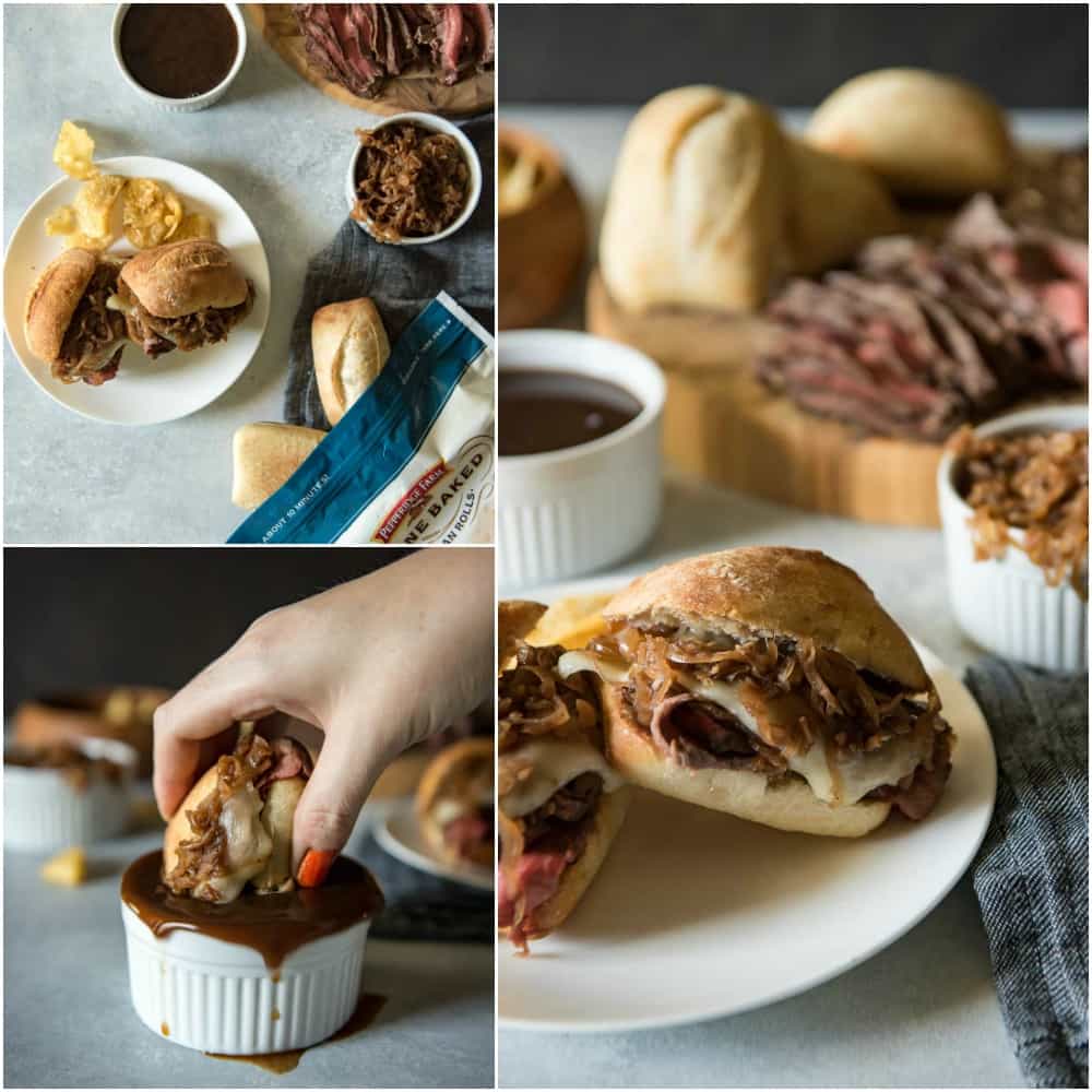 French Dip Sandwiches with Caramelized Onion Au Jus • The Crumby Kitchen