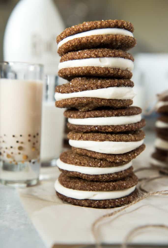 Ginger Snap Sandwich Cookies tall stack