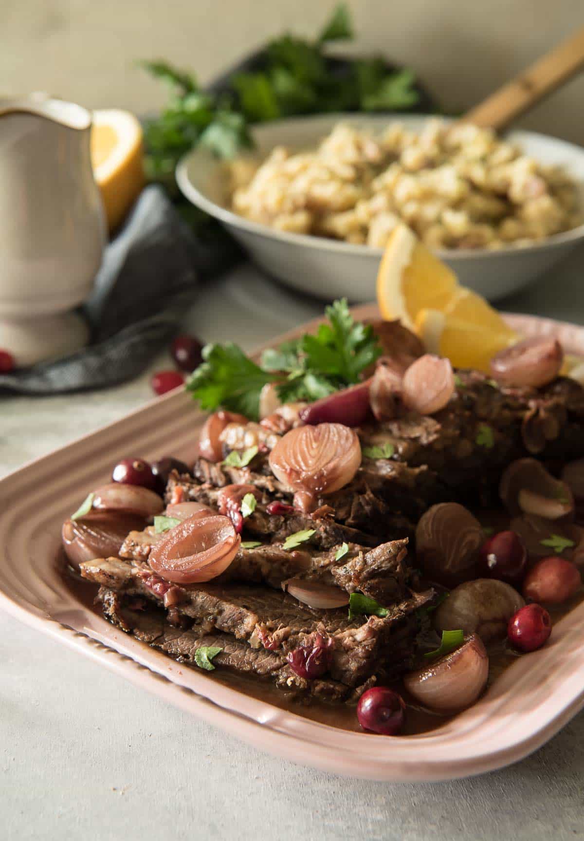 Cranberry OrangeBraised Instant Pot Beef Brisket Beefsgiving • The