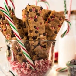 Peppermint Chocolate Chip Cookie Sticks close up