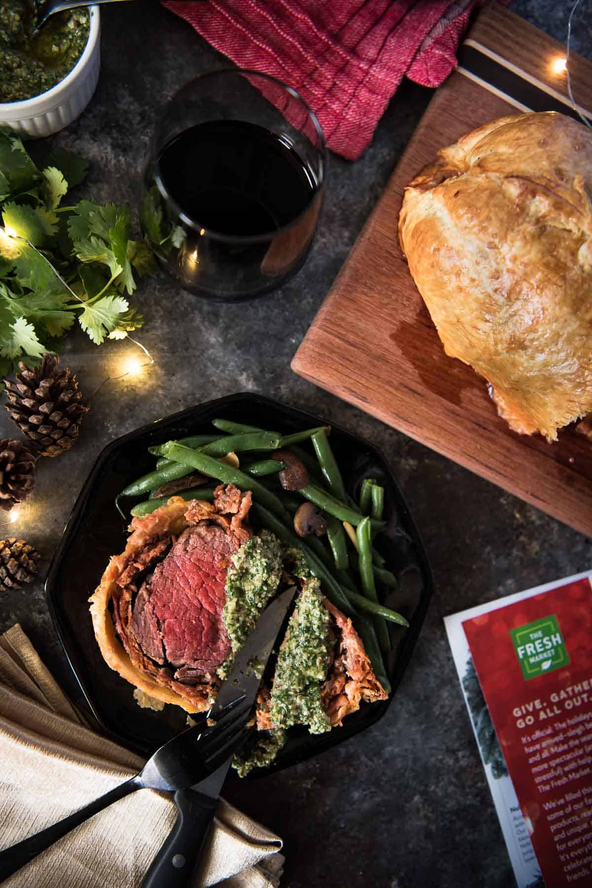 Chorizo Beef Wellington with Cilantro Pesto • The Crumby Kitchen