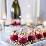 Peanut Butter Cheesecake Stuffed Strawberries on party table