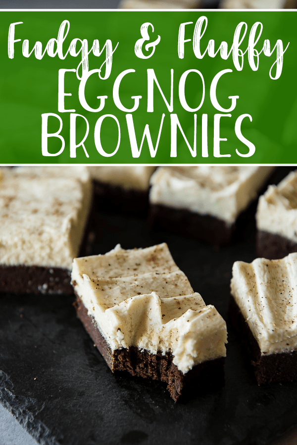 The fudgiest brownies with the fluffiest festive buttercream, these delicious Eggnog Brownies are going to be the hit of your holiday parties!