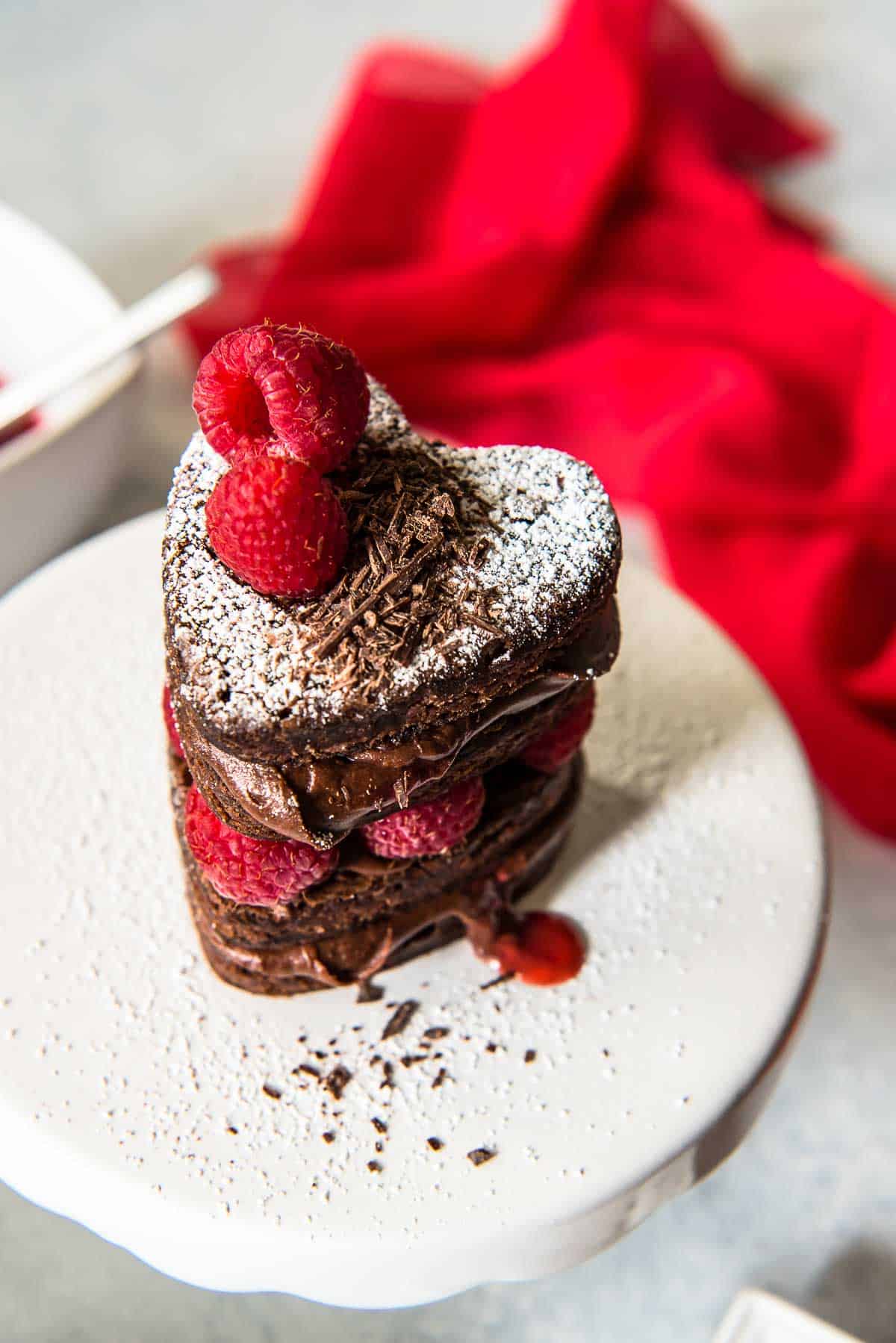 Mini Brownie Layer Cakes with Raspberry Coulis • The Mini Brownie Layer Cakes with Raspberry Coulis • The