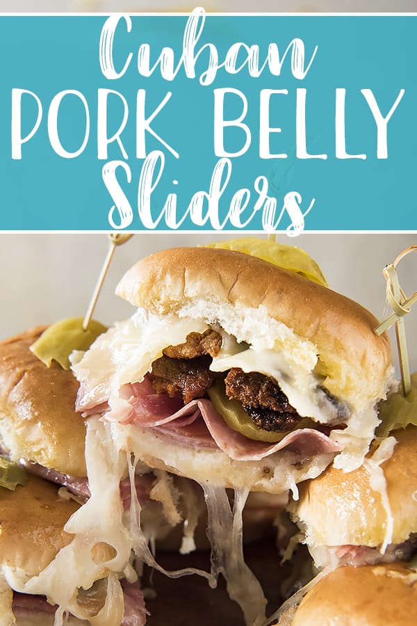 Your whole crowd is going to love these Cuban Pork Belly Sliders! The classic flavor of a Cuban sandwich in a convenient, fun little slider, then elevated with crispy bites of fried pork belly and a healthy dose of garlic butter.