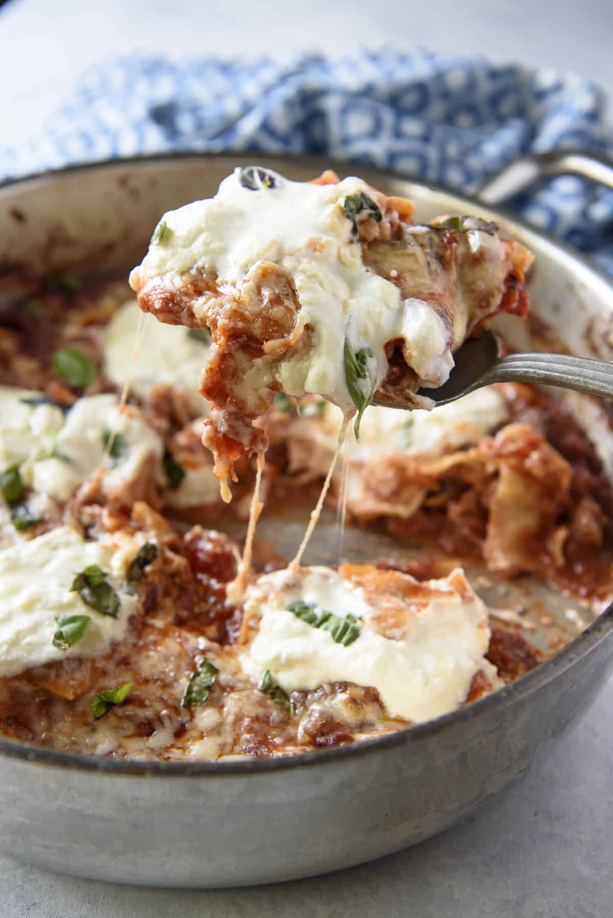 Easy Weekday Skillet Lasagna • The Crumby Kitchen