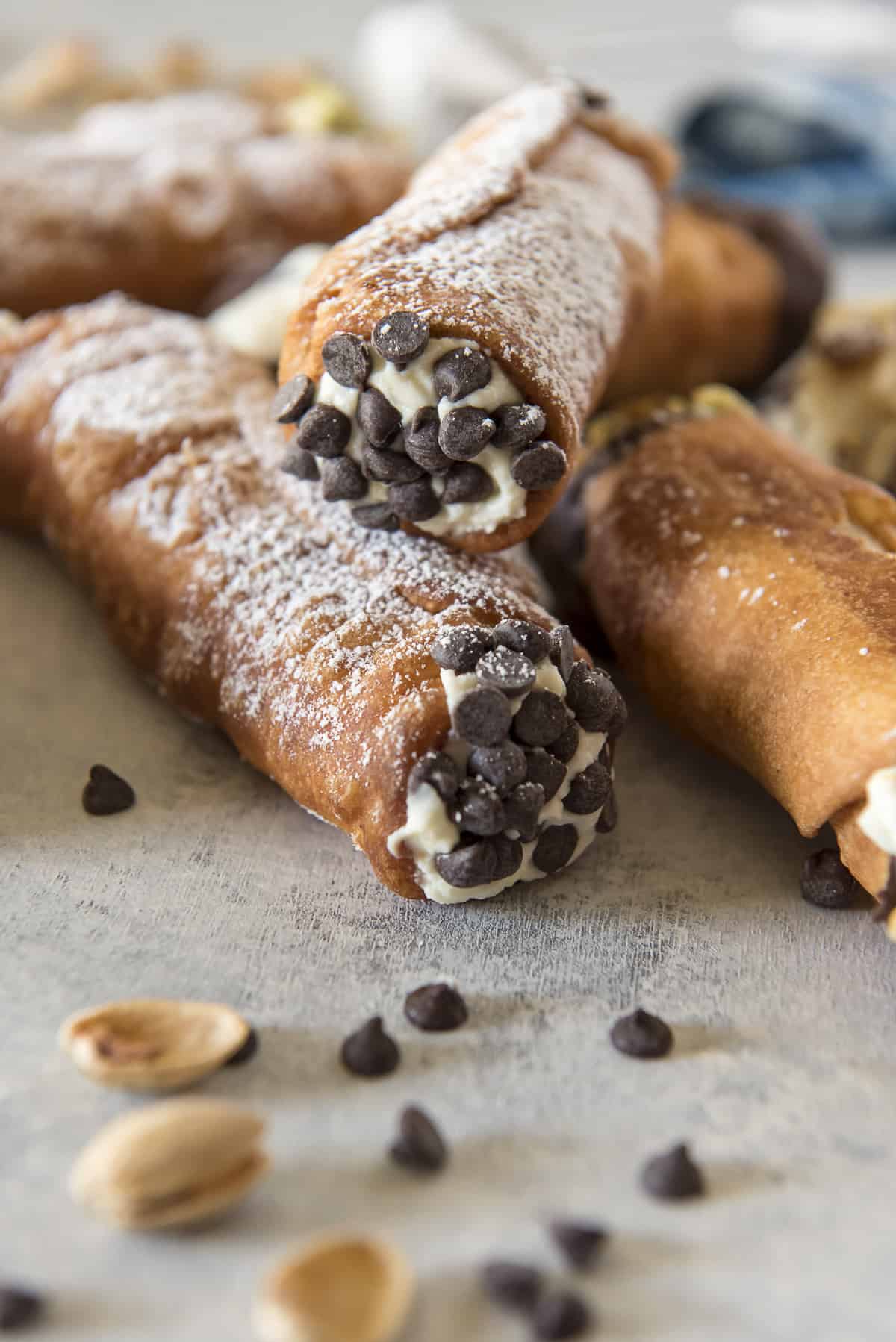 several cannoli on a table